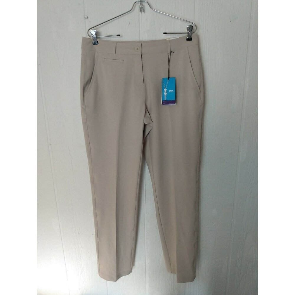 Lesmart Womens Golf Pants Stretch Straight Leg Lightweight Breathable Beige Sz 8
